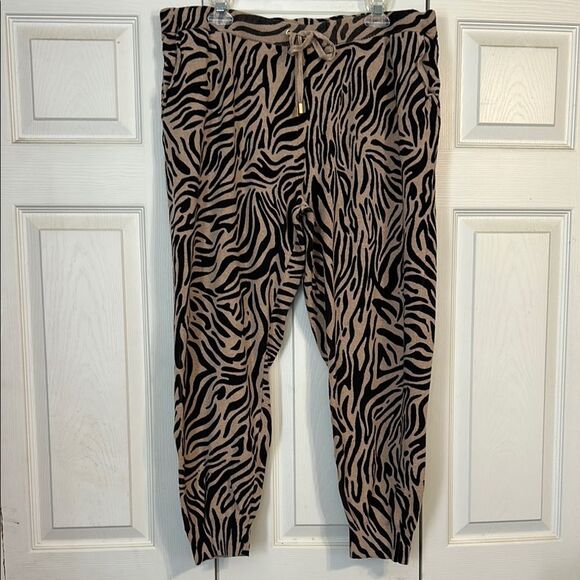 CHICO'S ZENERGY XL 3R Animal Print Cotton Cashmere Knit Pants Joggers Loungewear - Picture 1 of 8